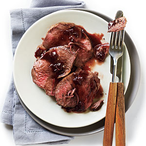 Peppered Filets with Balsamic Cherry Sauce